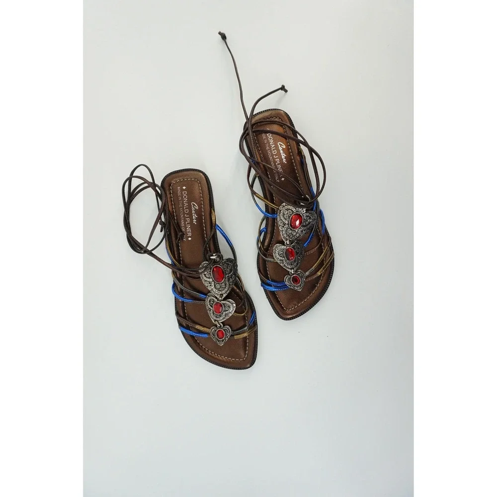 Donald J Pliner Couture Gladiator Sandals Heart Filigree Ren Fair Boho Chic 6M